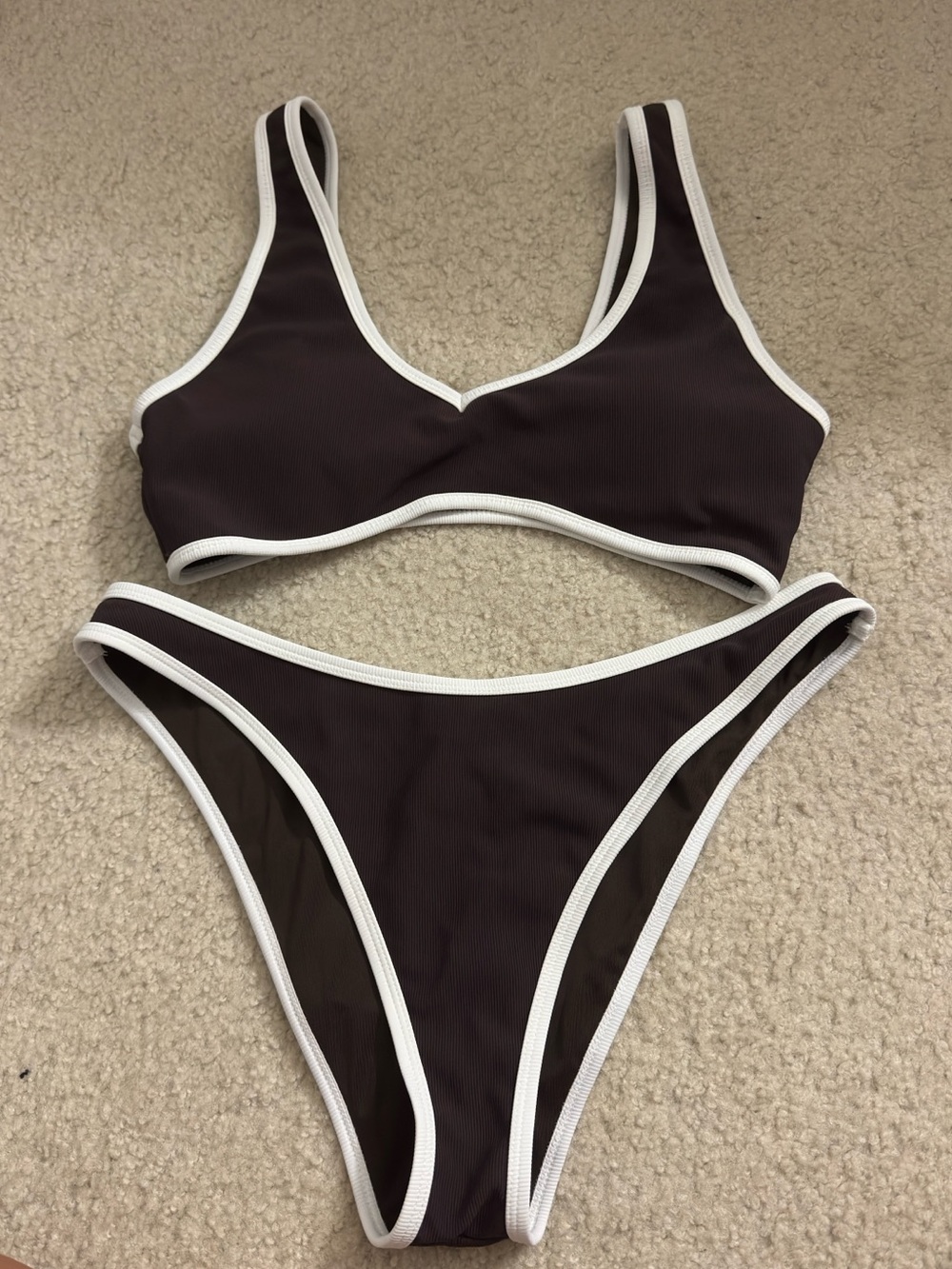 Wilo Bikini Set Brown with White trim